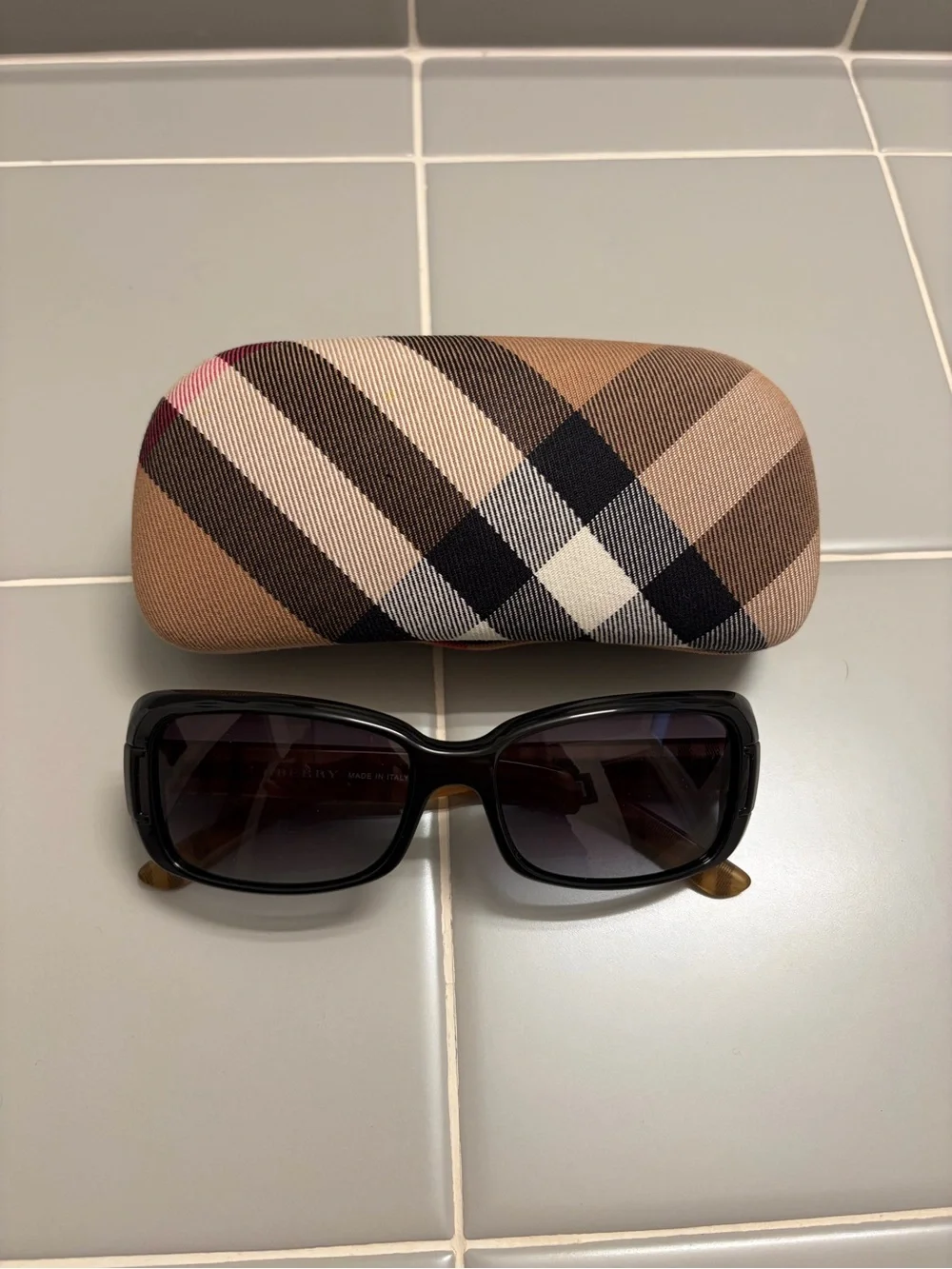 Women’s Burberry Sunglasses with Signature Plaid Arms